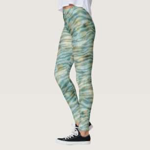 Teal Gold Zebra Print Leggings