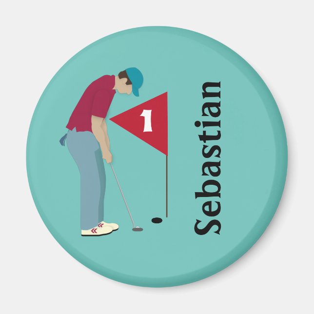 Teal Golfer Putting Magnet (Front)