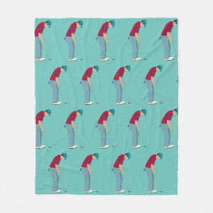 Teal Golfing Design Fleece Blanket