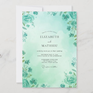 Teal Graceful Coastal Wedding Invitation