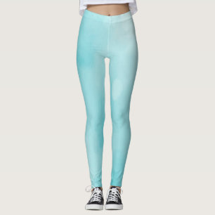 Teal Gradient Design on White Background Leggings