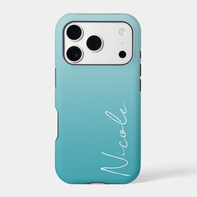 Teal Gradient Handwriting Script Personalised (Back)