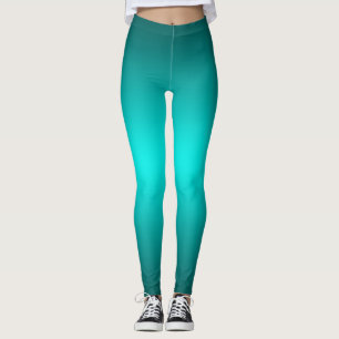 Teal Gradient Minimalist Ombre Athletic Yoga Leggings
