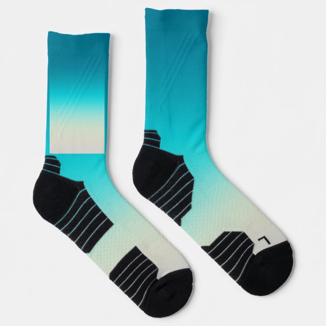 Teal Gradient Modern Ombre Socks (Right)