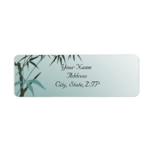 Teal Gradient Natural Bamboo Return Address Label