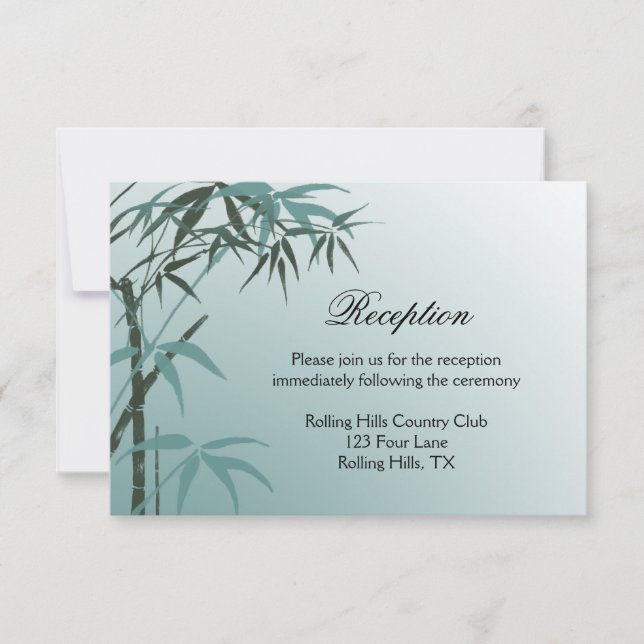 Teal Gradient Natural Bamboo Wedding Reception Invitation (Front)