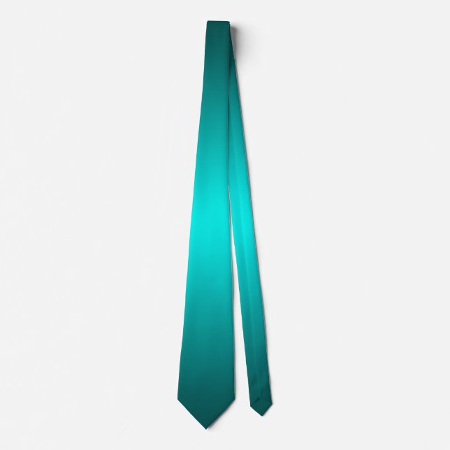 Teal Gradient Necktie Minimalist Elegant Solid Omb (Front)