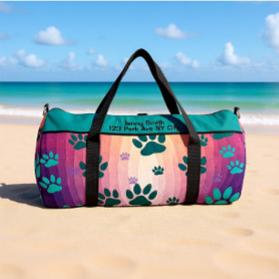 Teal Gradient Paw Print  Duffle Bag
