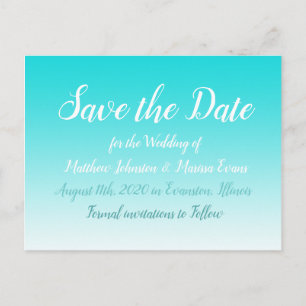Teal Gradient Personalised Save the Date Postcards