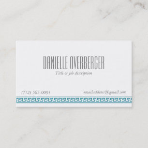 Teal Greek Key Classy Women's Business Card