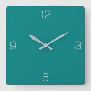 Teal Green 008080 Colour - Option to Add a Name Square Wall Clock