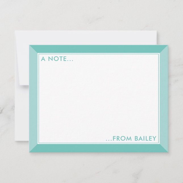Teal Green 2-Tone Stationery Kids Card (Front)