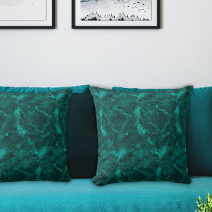 Teal Green Abstract Mosaic Cushion