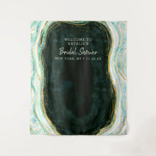 Teal Green Agate Bridal Shower Photo Prop Backdrop Tapestry