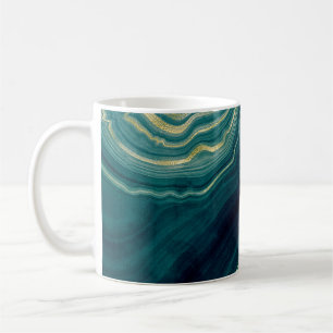Teal Green Agate Gold Marble Texture Coffee Mug