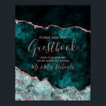 Teal Green Agate Rose Gold Wedding Guestbook Sign<br><div class="desc">Rich Peacock Teal Green & Elegant Rose Gold Faux Foil Watercolor Marble Agate Gilded Geode Design,  with Modern and Script fonts. Luxurious Trendy and Chic Wedding Guestbook Sign! ~ Check my shop to see the entire wedding suite for this design!</div>