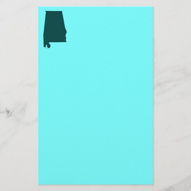 Teal Green Alabama Shape Stationery (Front)