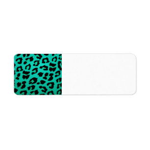 Teal Green and Black Leopard Print Return Address Label
