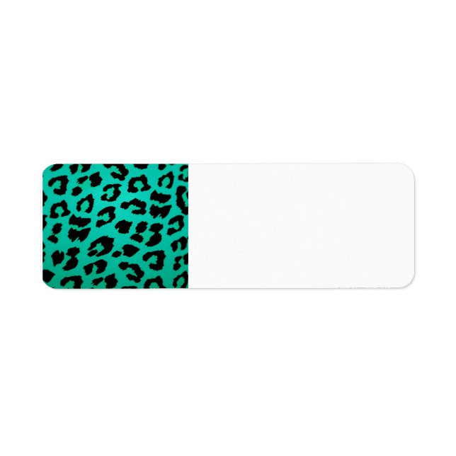 Teal Green and Black Leopard Print Return Address Label (Front)