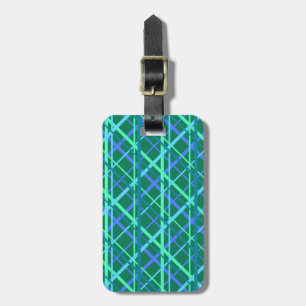 Teal, Green, and Blue Patchwork Pattern Luggage Tag