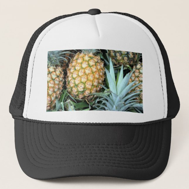 Teal, Green and Golden Hawaiian Pineapples Trucker Hat (Front)