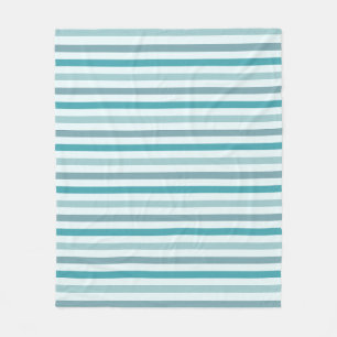 Teal Green and Mint Stripe Pattern Preppy Fleece Blanket