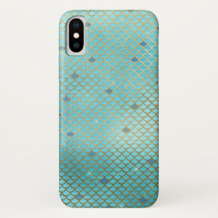 Teal Green Aqua Mermaid Scales Pattern iPhone X Case