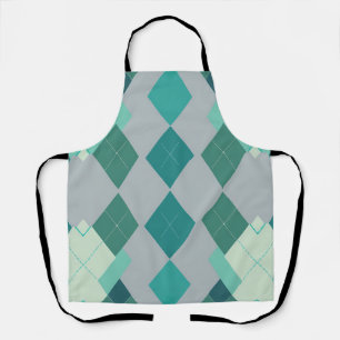 Teal Green Argyle Diamond Pattern Apron