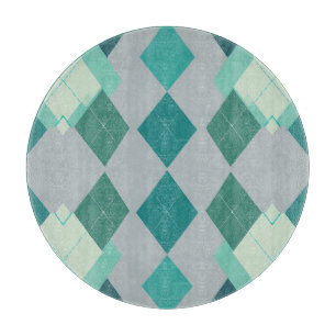 Teal Green Argyle Diamond Pattern Cutting Board
