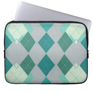 Teal Green Argyle Diamond Pattern Laptop Sleeve