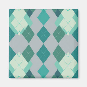 Teal Green Argyle Diamond Pattern Magnet