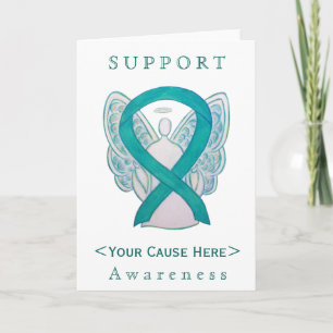 Teal Green Awareness Ribbon Angel Customised Card