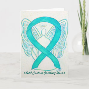 Teal Green Awareness Ribbon Angel Greeting Card