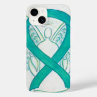 Teal Green Awareness Ribbon Angel iPhone Case