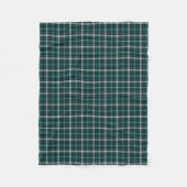 Teal Green, Black and White Sporty Plaid Pattern Fleece Blanket (Front)