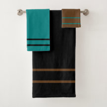 Teal Green Black Brown Geometric Stripes