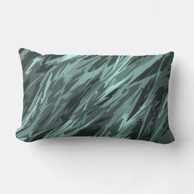 Teal Green Blue Black Abstract Pattern Outdoor Cushion (Front)