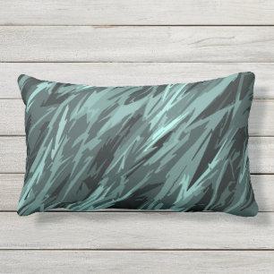 Teal Green Blue Black Abstract Pattern Outdoor Cushion
