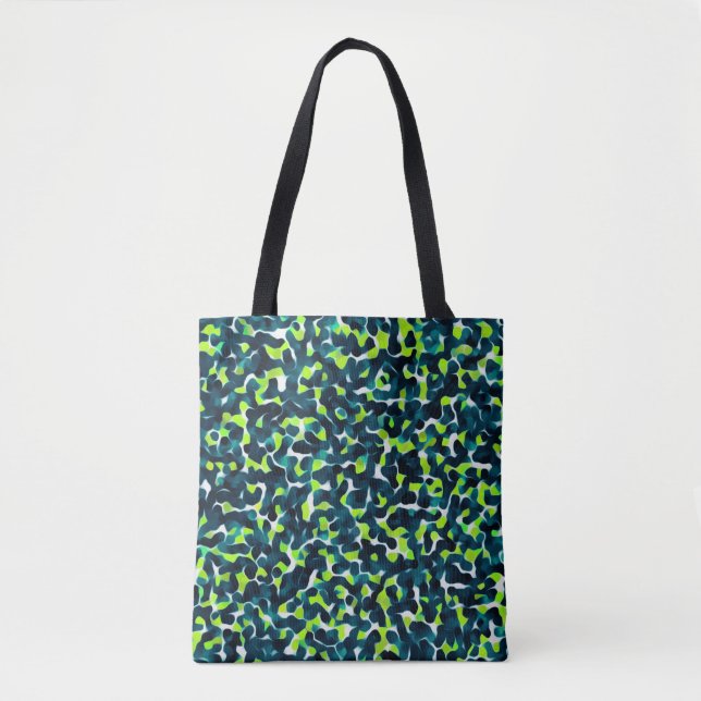Teal Green Blue Black Abstract Pattern Tote Bag (Front)