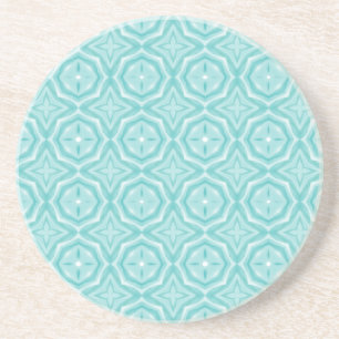 Teal green blue geometric design coaster