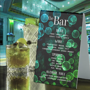 Teal Green Blue Turquoise Bokeh Bubbles Bar Sign
