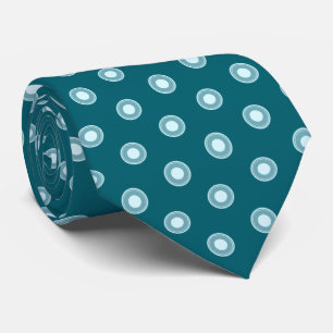 Teal Green Blue White Dot Pattern Tie
