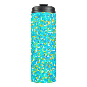 Teal Green Blue Yellow Abstract Pattern Thermal Tumbler