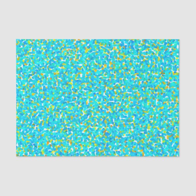 Teal Green Blue Yellow Abstract Pattern Tissue Paper (Front)