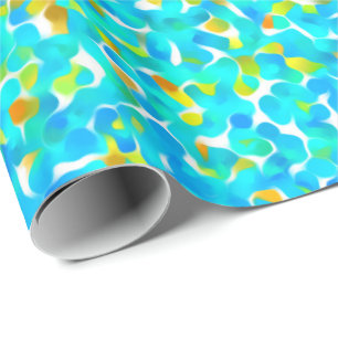 Teal Green Blue Yellow Abstract Pattern Wrapping Paper