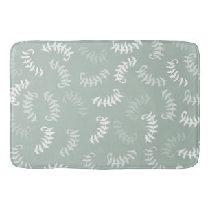 Teal Green Botanical Leaves Bath Mat