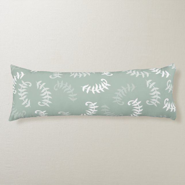 Teal Green Botanical Leaves  Body Cushion (Front)
