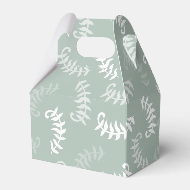 Teal Green Botanical Leaves Favour Box (Front Side)