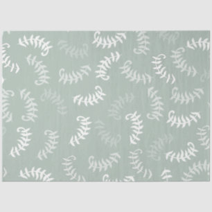 Teal Green Botanical Leaves Tissue Paper