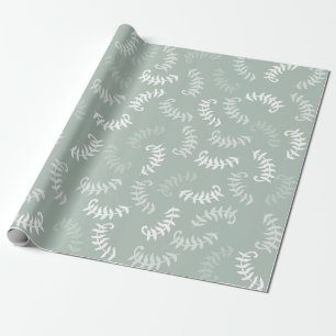 Teal Green Botanical Leaves Wrapping Paper